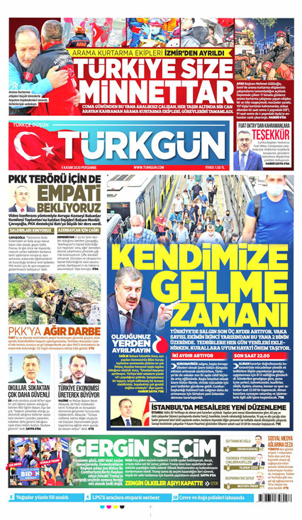 Türkgün Gazetesi Manşeti
