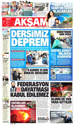 Akşam Gazetesi Manşeti