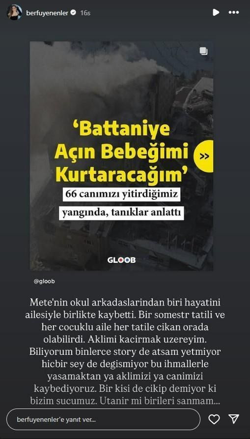 Berfu Yenenler'in acı kaybı: "Biliyorum binlerce story de atsam yetmiyor" - Resim : 1