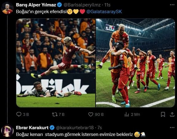 Barış Alper Yılmaz'ın derbi paylaşımına olay yanıt: Ebrar Karakurt'tan ''Boğaz'' göndermesi - Resim : 1