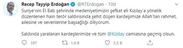 Cumhurbaşkanı Erdoğan'dan başsağlığı mesajı - Resim : 1