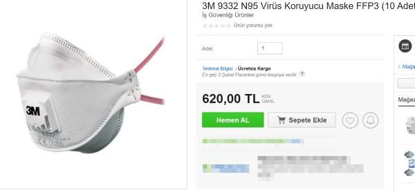 Koronavirüs, maske fiyatlarını da artırdı: 10 tanesi 620 lira! - Resim : 1