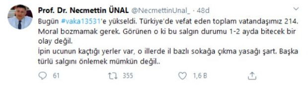 Prof. Dr. Necmettin Ünal: Bazı illerde sokağa çıkma yasağı şart - Resim : 1