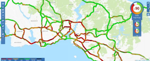 İstanbul'da trafik kilit! Yoğunluk yüzde 90'ı buldu - Resim : 1