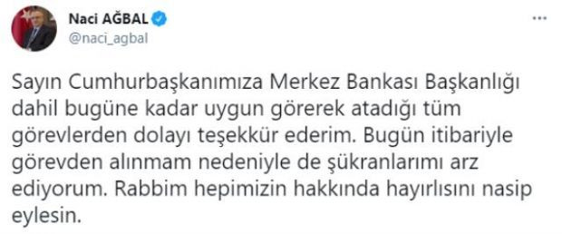 Merkez Bankası Başkanlığı görevinden alınan Ağbal'dan ilk açıklama - Resim : 2