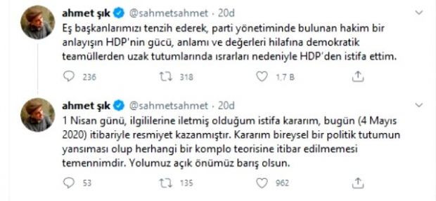 Ahmet Şık HDP'den istifa etti - Resim : 1