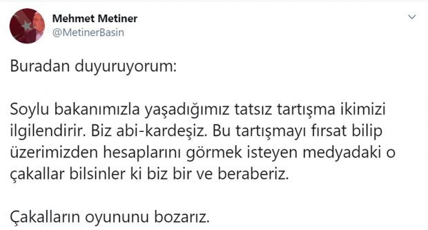 Mehmet Metiner'den Süleyman Soylu paylaşımı - Resim : 1