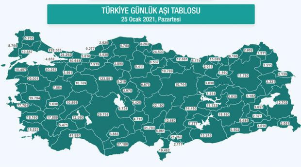 Türkiye'nin aşı haritası erişime açıldı! - Resim : 1