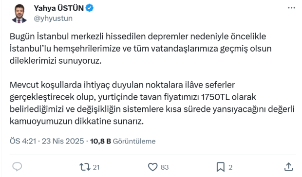 Depremin ardından yeni karar! THY'den tavan fiyat ve ek sefer kararı - Resim : 1