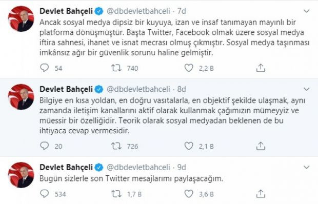 MHP lideri Bahçeli sosyal medya hesaplarını kapatıyor... - Resim : 1