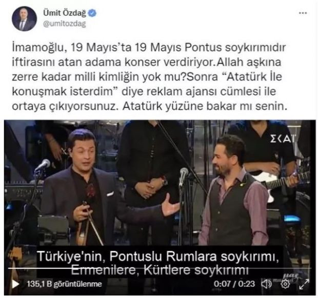 Ümit Özdağ'dan İmamoğlu'na çok sert sözler! İBB'nin 19 Mayıs konseri tepki çekti - Resim : 1