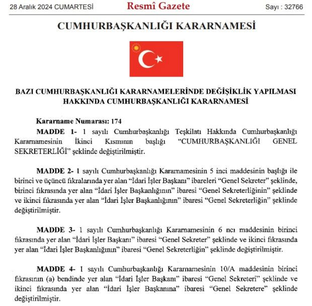 Cumhurbaşkanlığı İdari İşler Başkanlığı kaldırıldı - Resim : 4