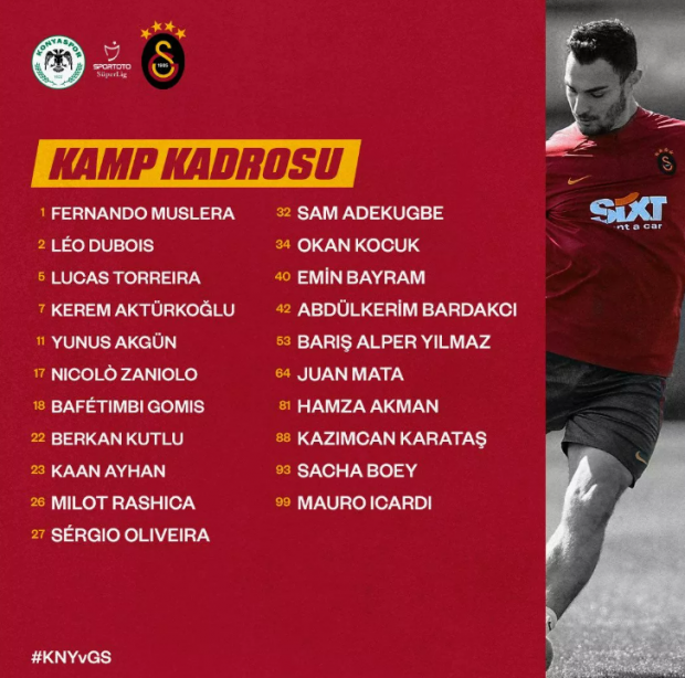Konyaspor-Galatasaray! Muhtemel 11'ler - Resim : 1