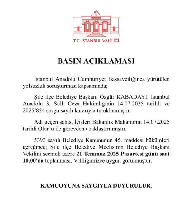 Şile Belediye'sinde seçim tarihi belli oldu - Resim : 1