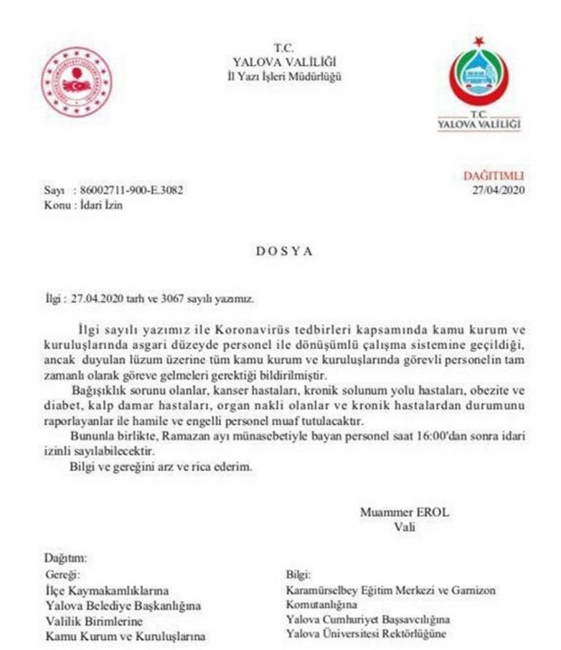 Yalova Valisinden 'göreve dönün' talimatı - Resim : 1