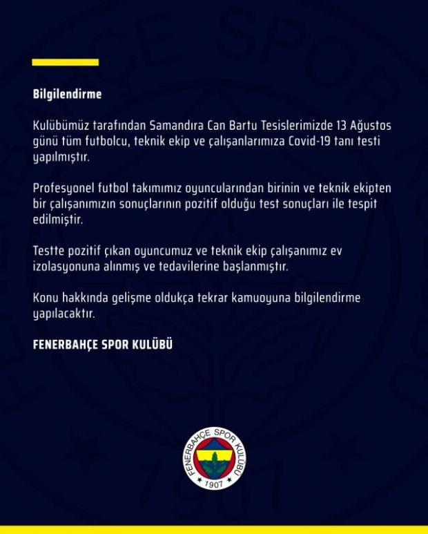Fenerbahçe'de koronavirüs şoku - Resim : 1