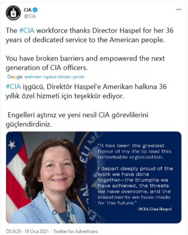 CIA Direktörü Gina Haspel istifa etti - Resim : 1