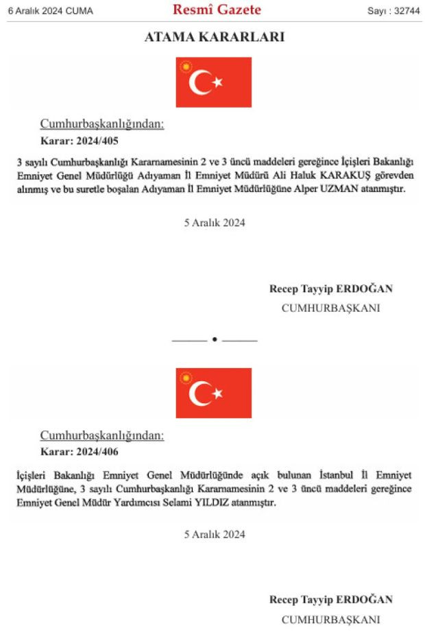 İstanbul ve Adıyaman emniyetine yeni atamalar - Resim : 1