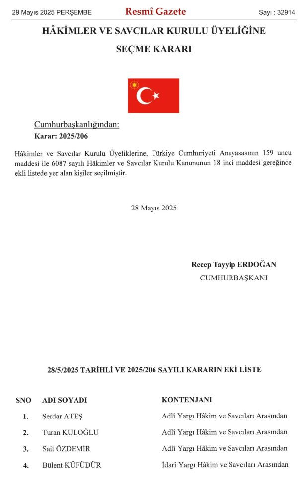 Cumhurbaşkanı Erdoğan, HSK üyeliğine 4 yeni isim atadı - Resim : 1