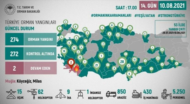 11 gündür devam eden Muğla-Milas yangını kontrol altında - Resim : 1