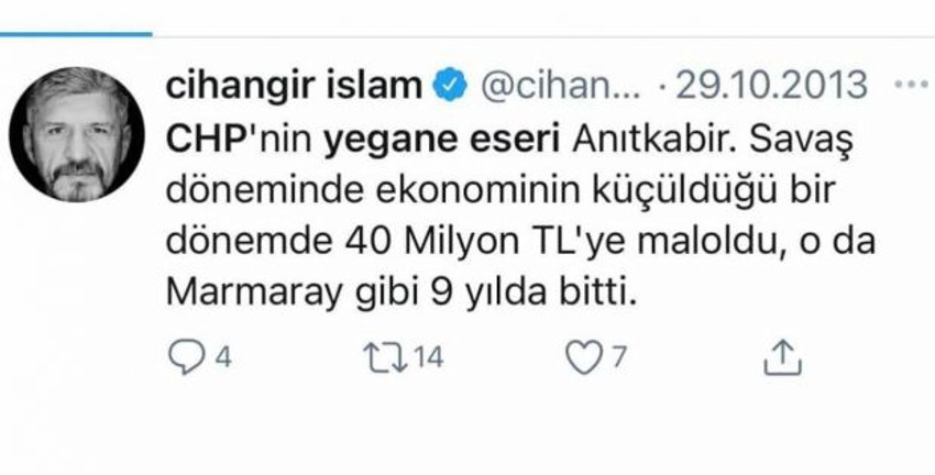 Ahmet Hakan'dan CHP’ye geçen Cihangir İslam'a: Anıtkabir konusunda bugün de aynı fikirde misin? - Resim : 1