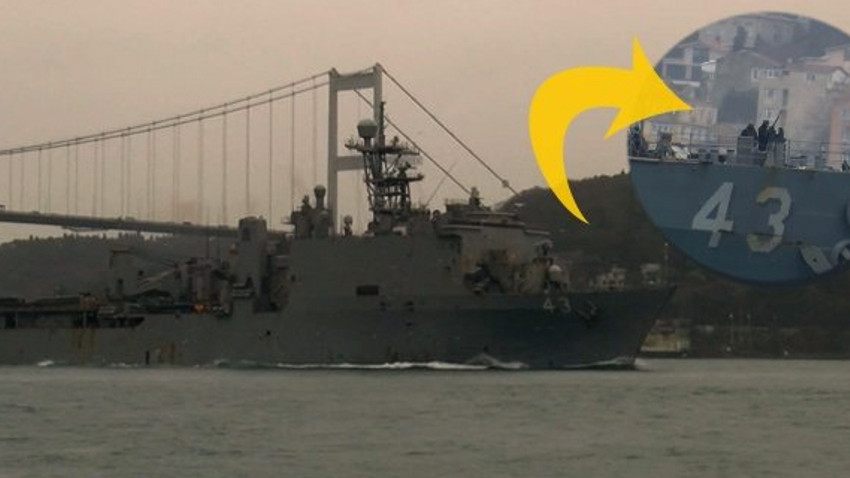 İstanbul Boğazı'ndan geçen ABD savaş gemisindeki dikkat çeken detay!