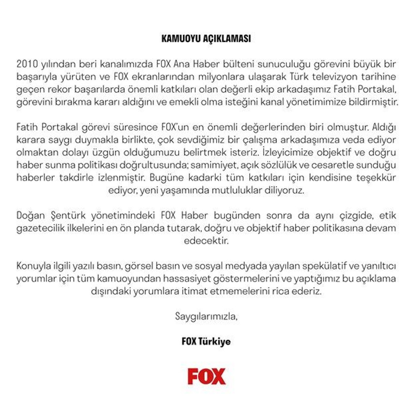 İddialar doğrulandı: FOX TV'den Fatih Portakal açıklaması - Resim : 2