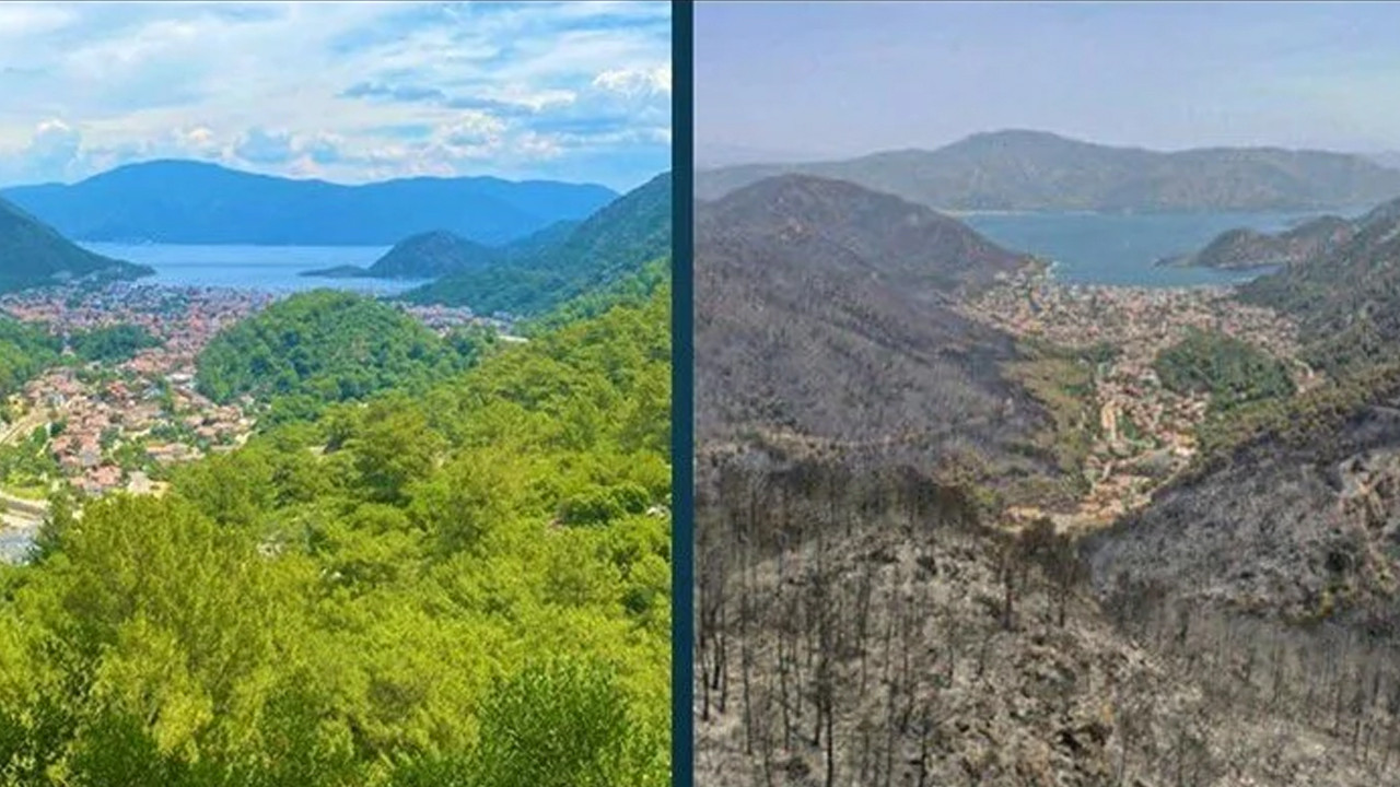 Marmaris İçmeler�in yangın sonrası hali F5Haber