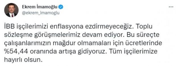 İBB işçilerine yüzde 54,44 zam - Resim : 1