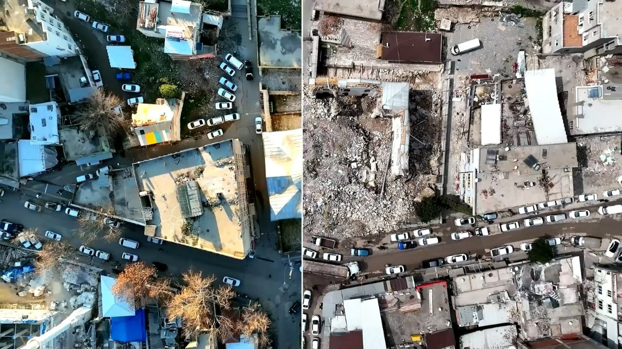 Adıyaman'ın deprem öncesi ve sonrası görüntüleri yıkımın boyutunu gösteriyor
