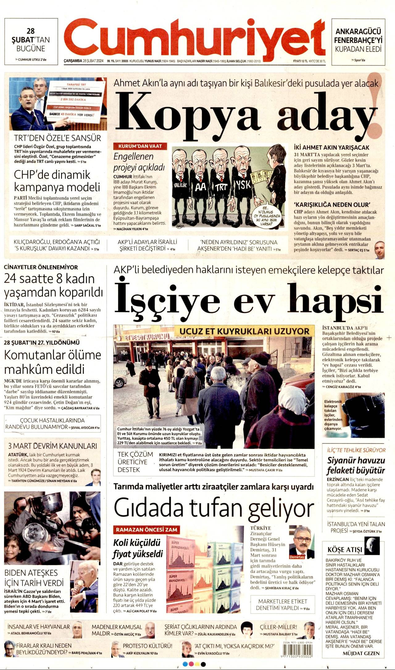 Cumhuriyet gazetesi manşet ilk sayfa oku