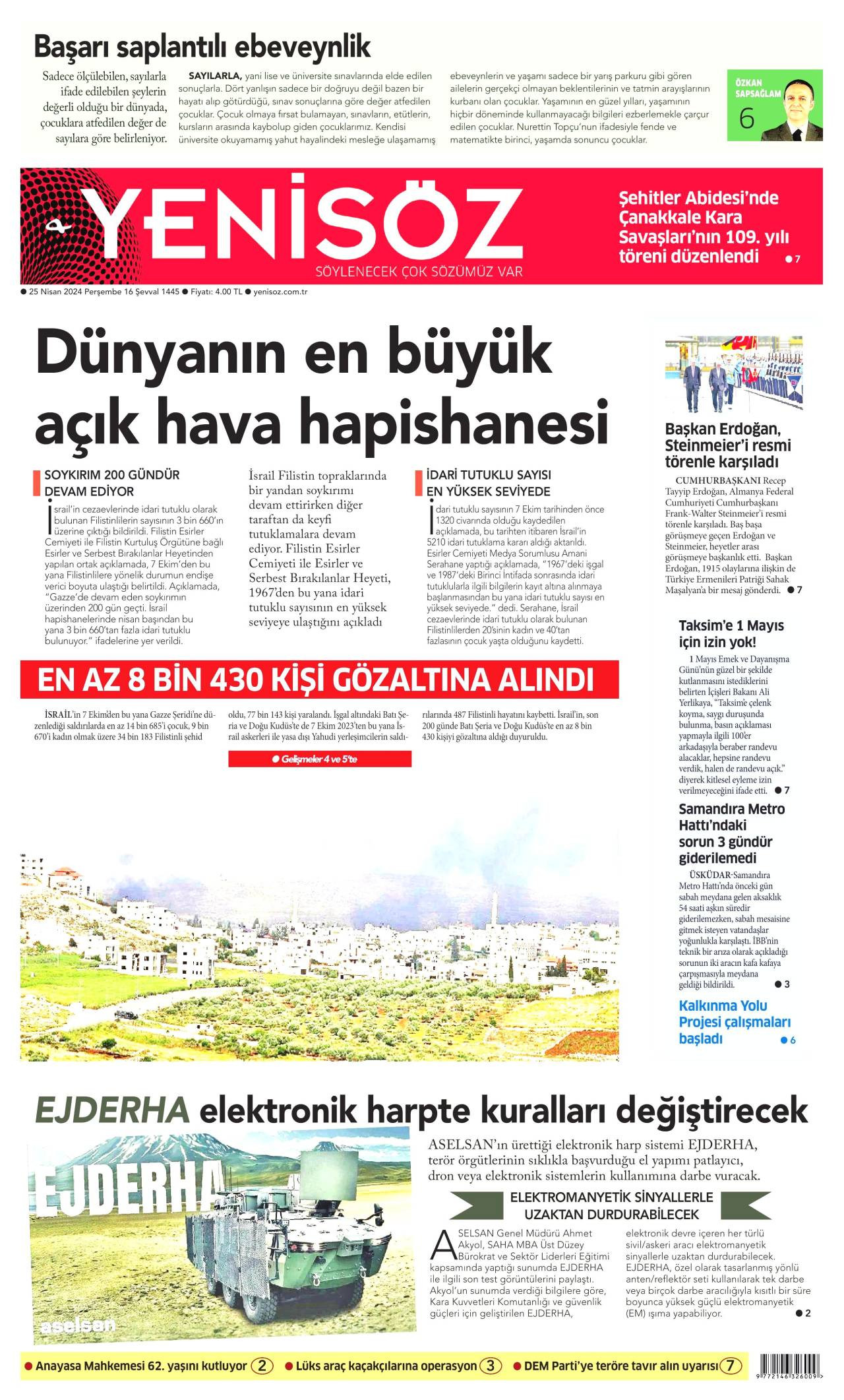 Yeni Söz Gazetesi Manşeti