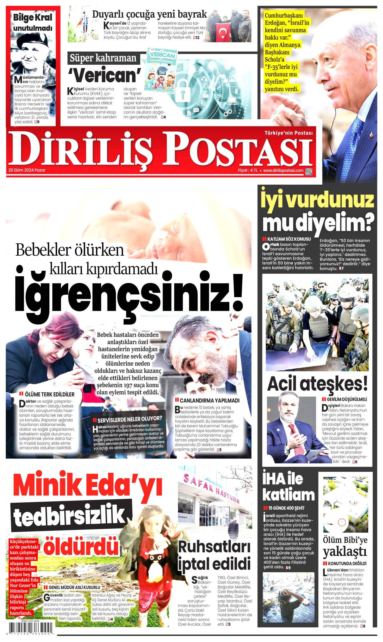 Diriliş Postası Gazetesi Manşeti