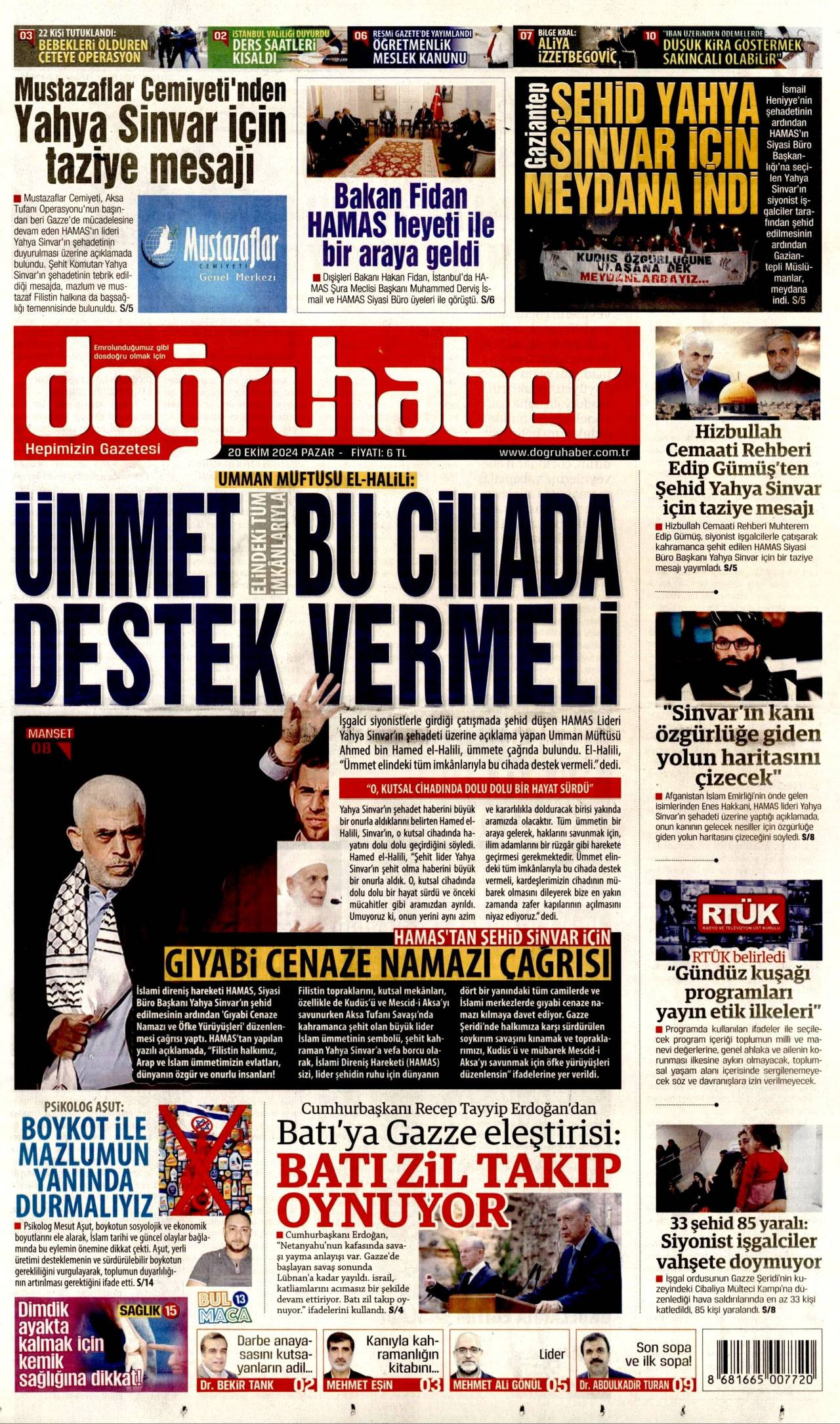 Doğru Haber Gazetesi Manşeti