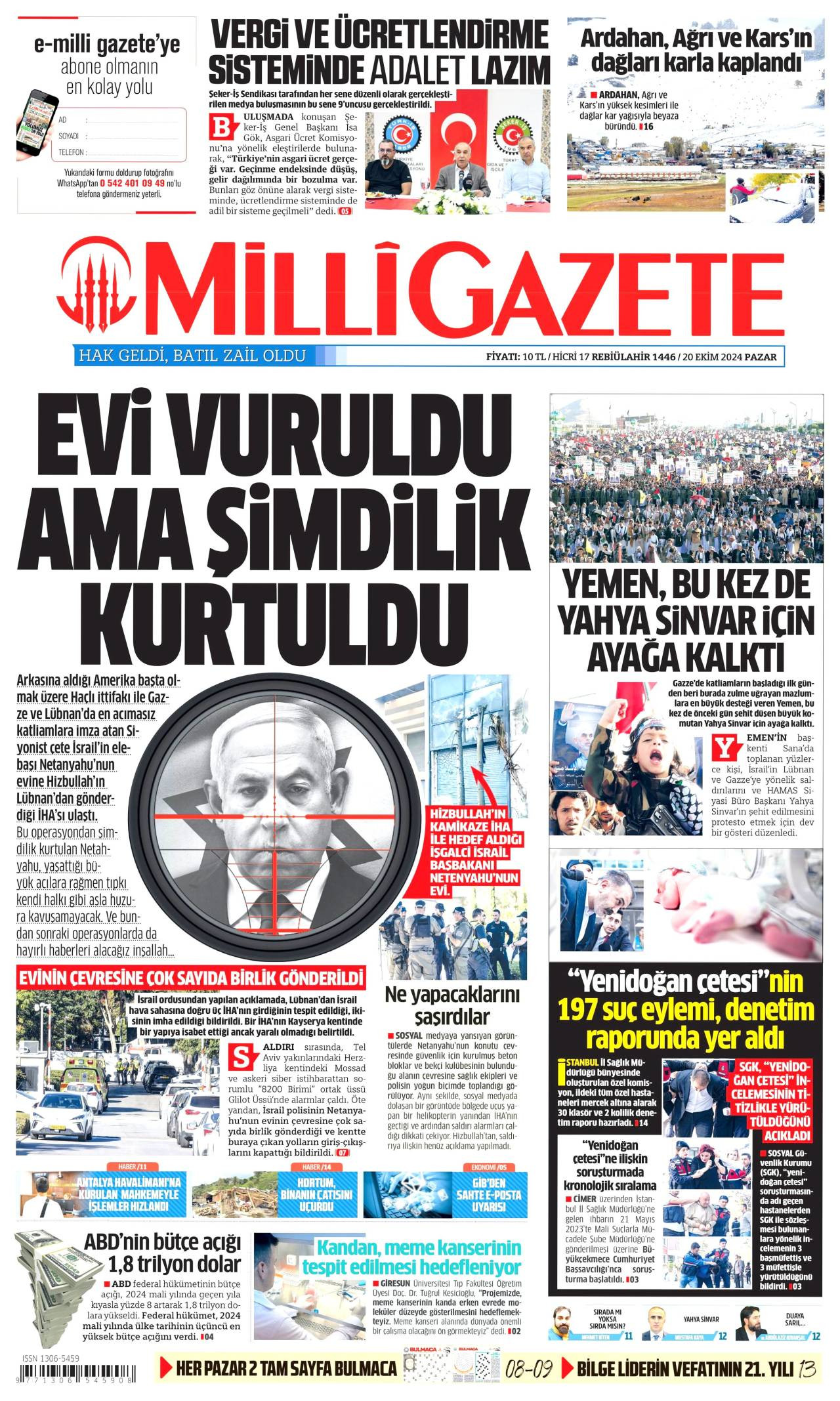 Milli Gazete Manşeti