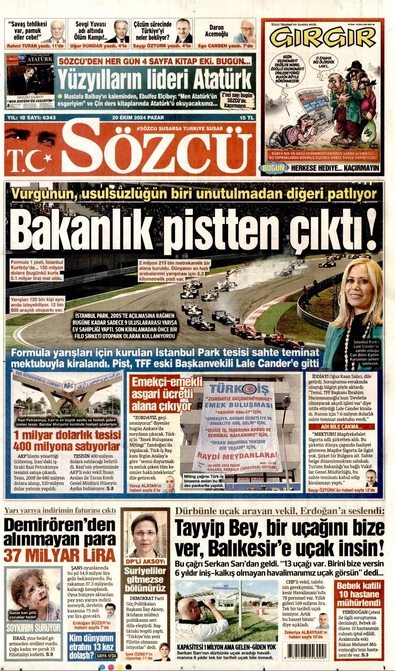 Sözcü Gazetesi Manşeti