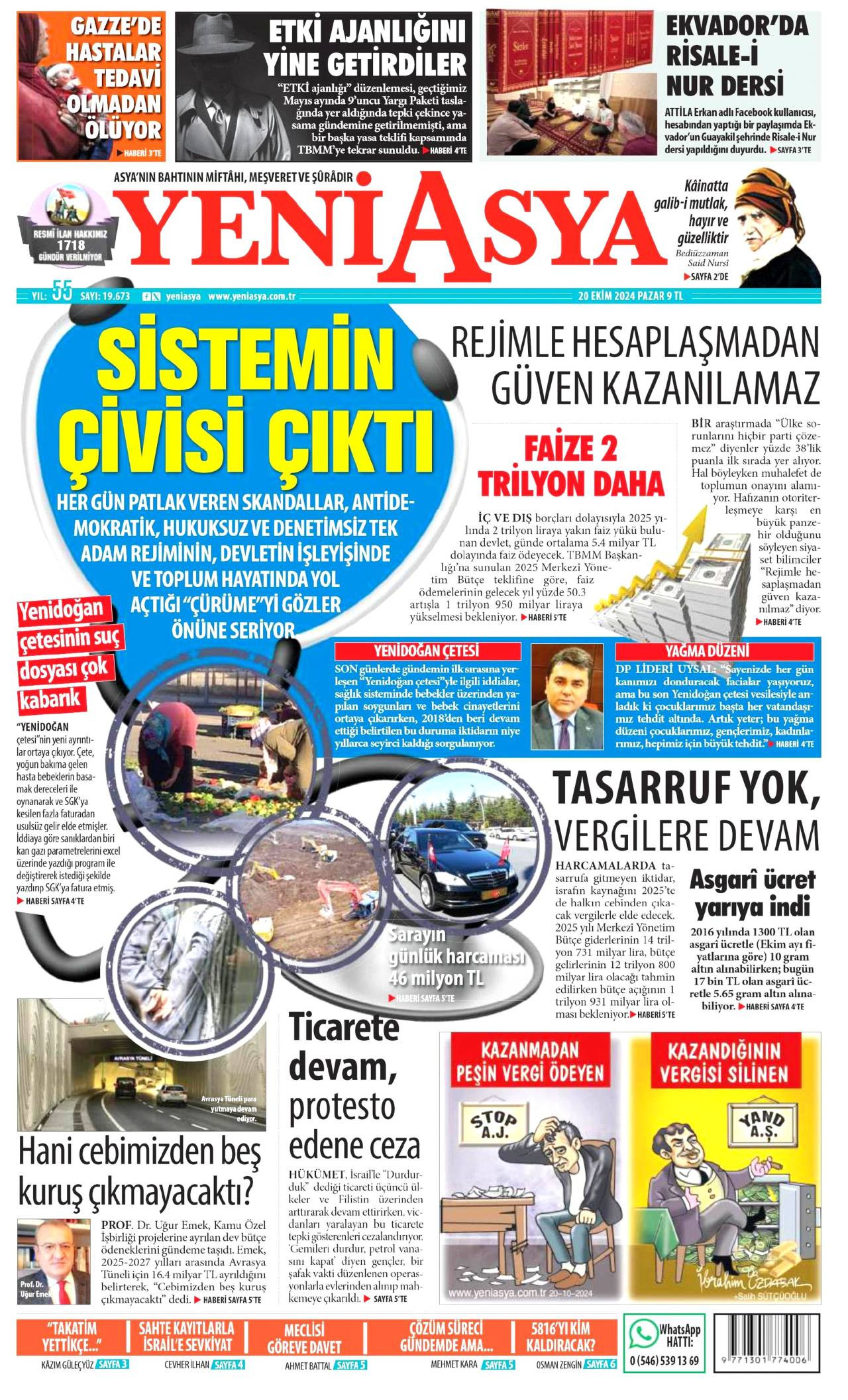 Yeni Asya Gazetesi Manşeti