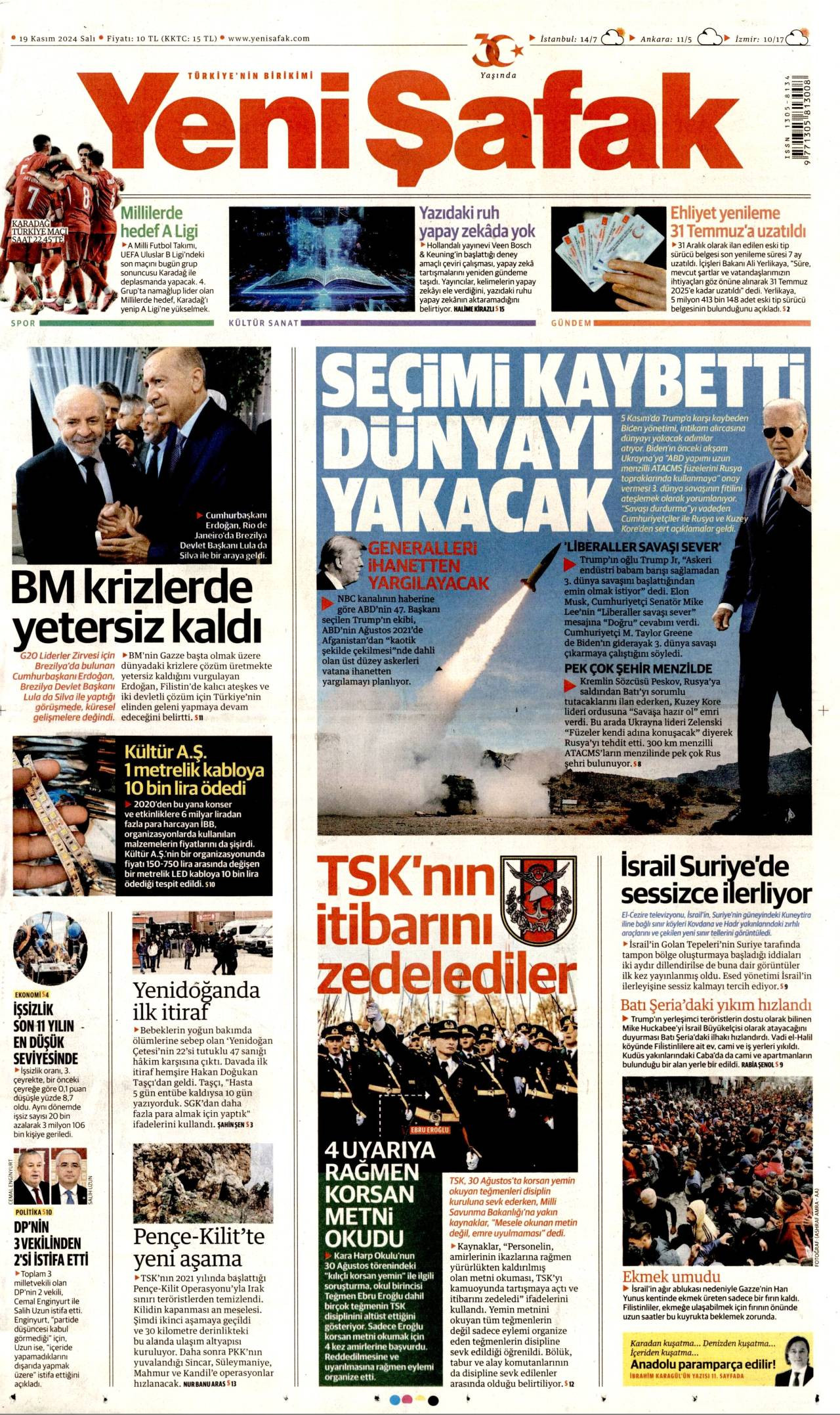 Yeni Şafak Gazetesi Manşeti