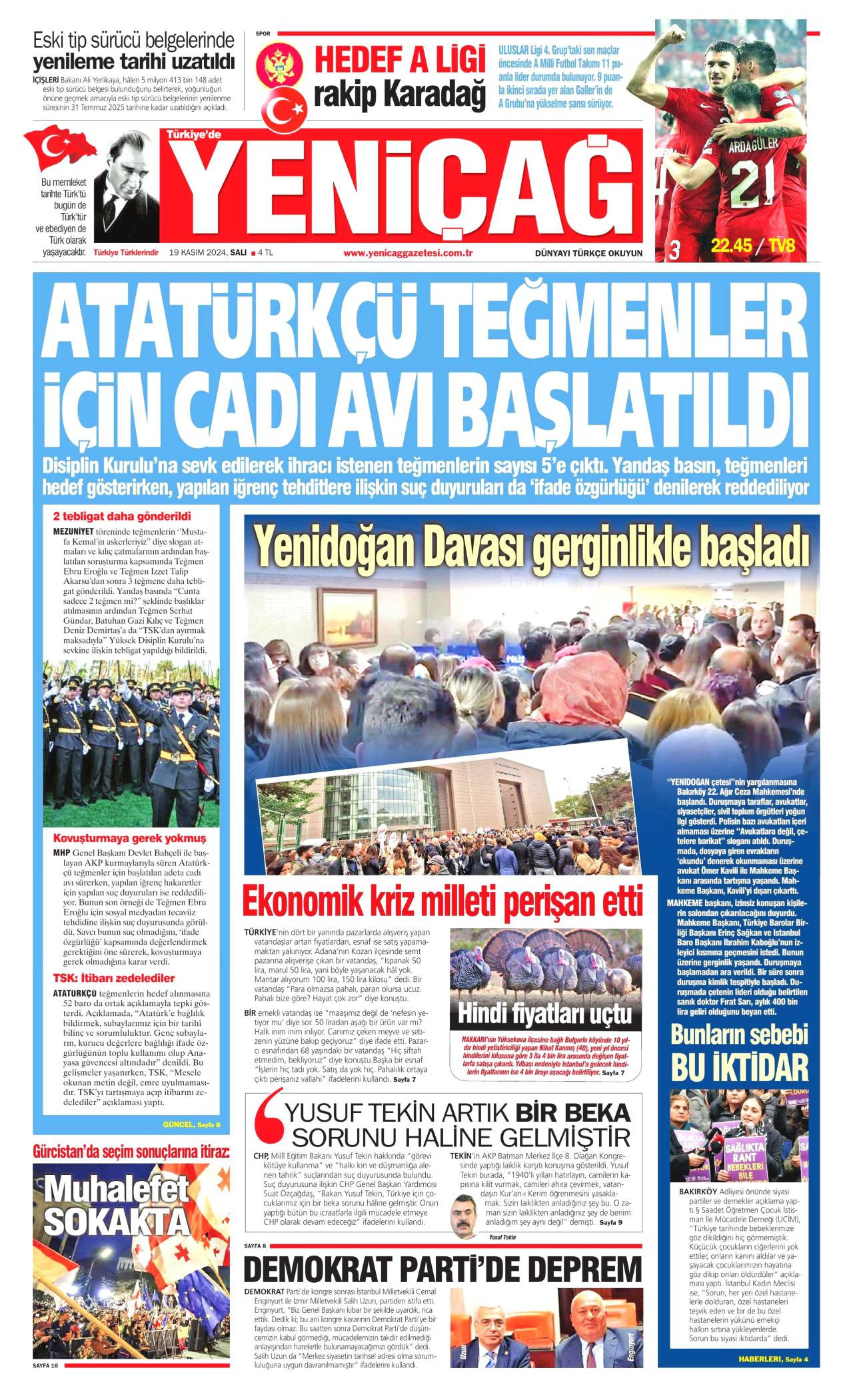 yenicag Gazetesi Manşeti