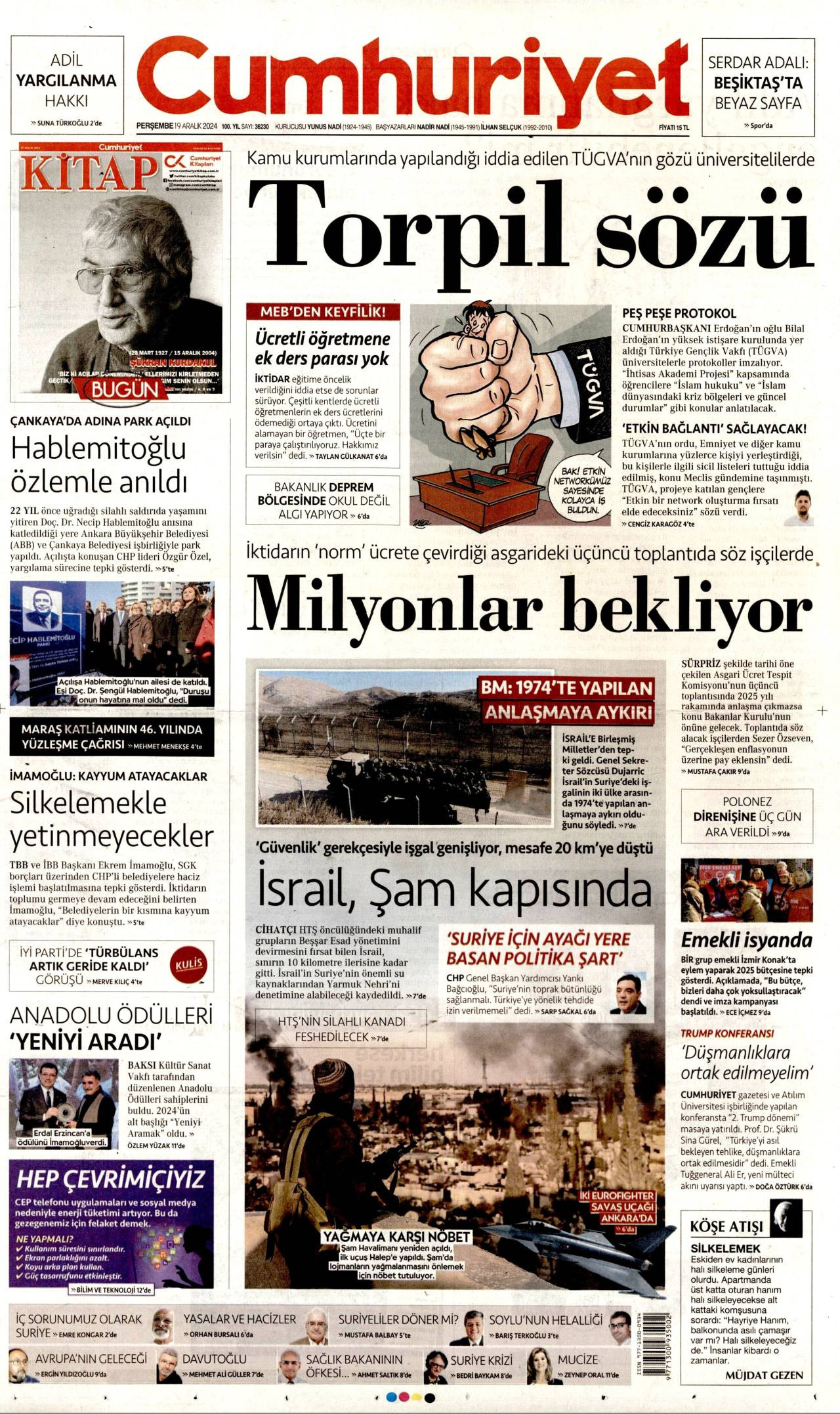 Cumhuriyet Gazetesi Manşeti