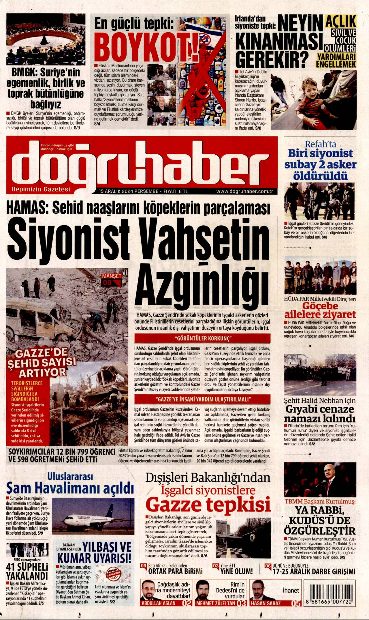 Doğru Haber Gazetesi Manşeti