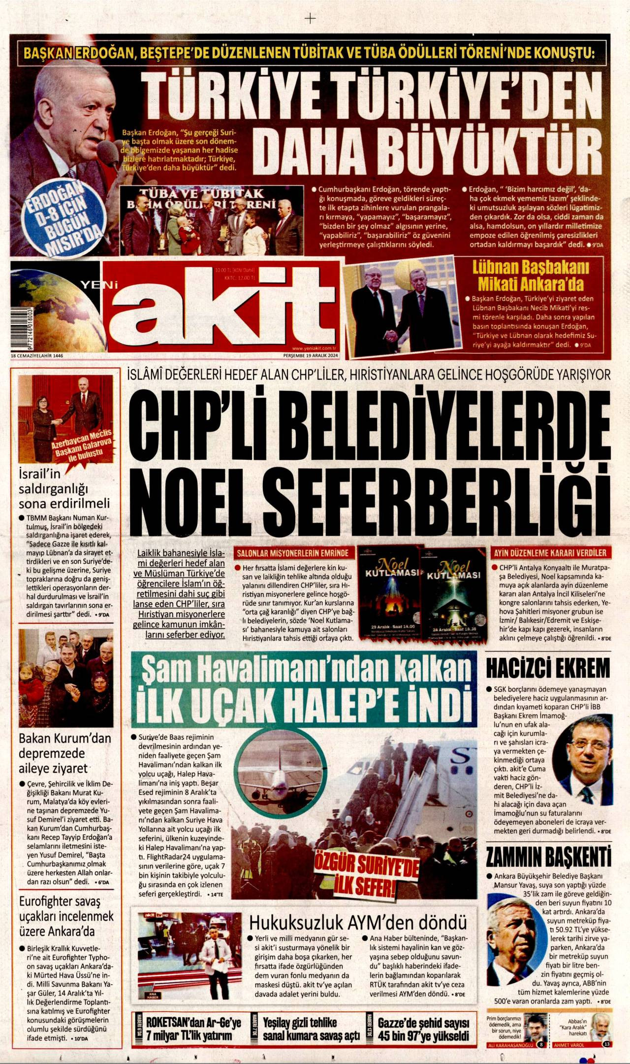 Yeni Akit Gazetesi Manşeti