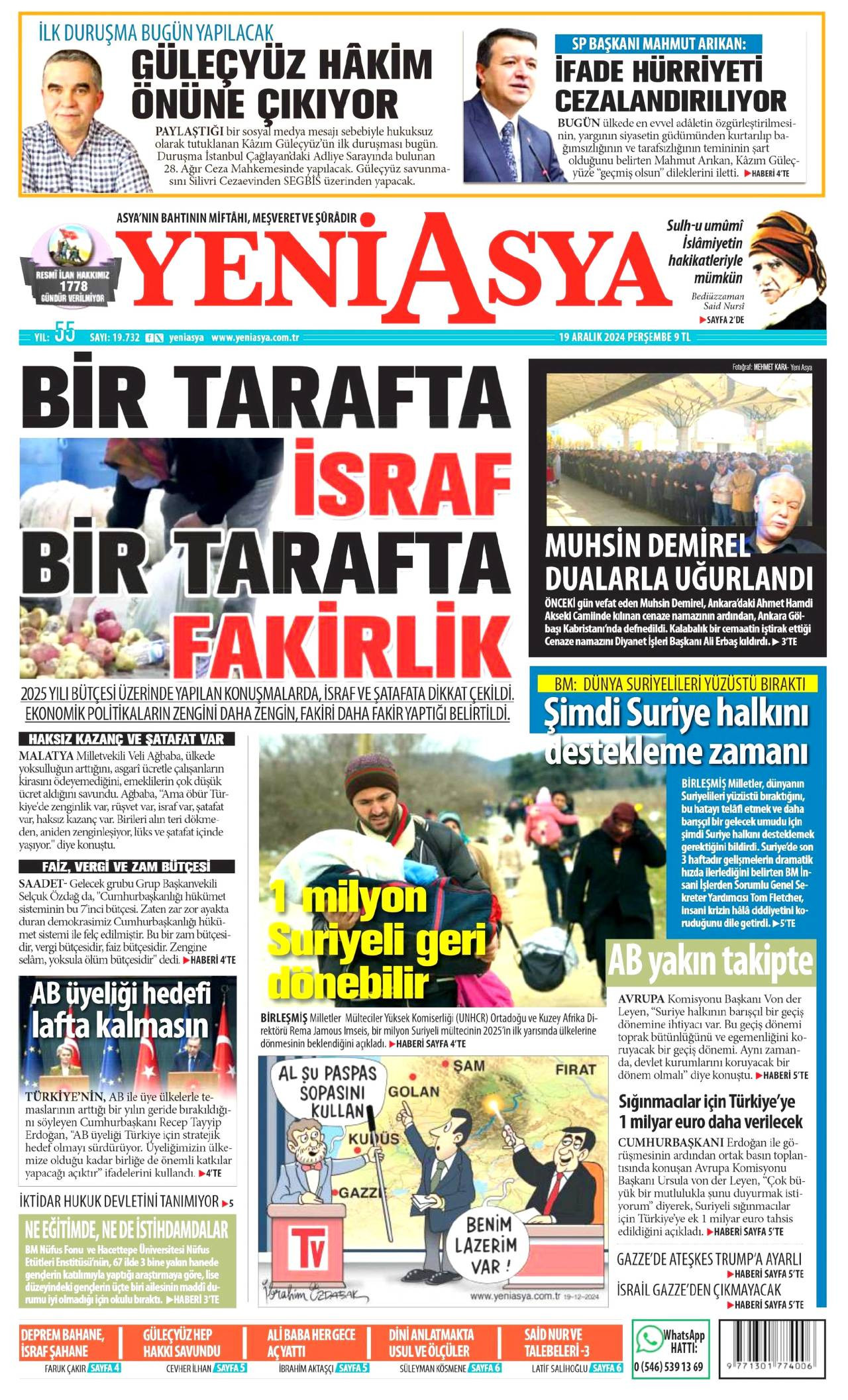 Yeni Asya Gazetesi Manşeti