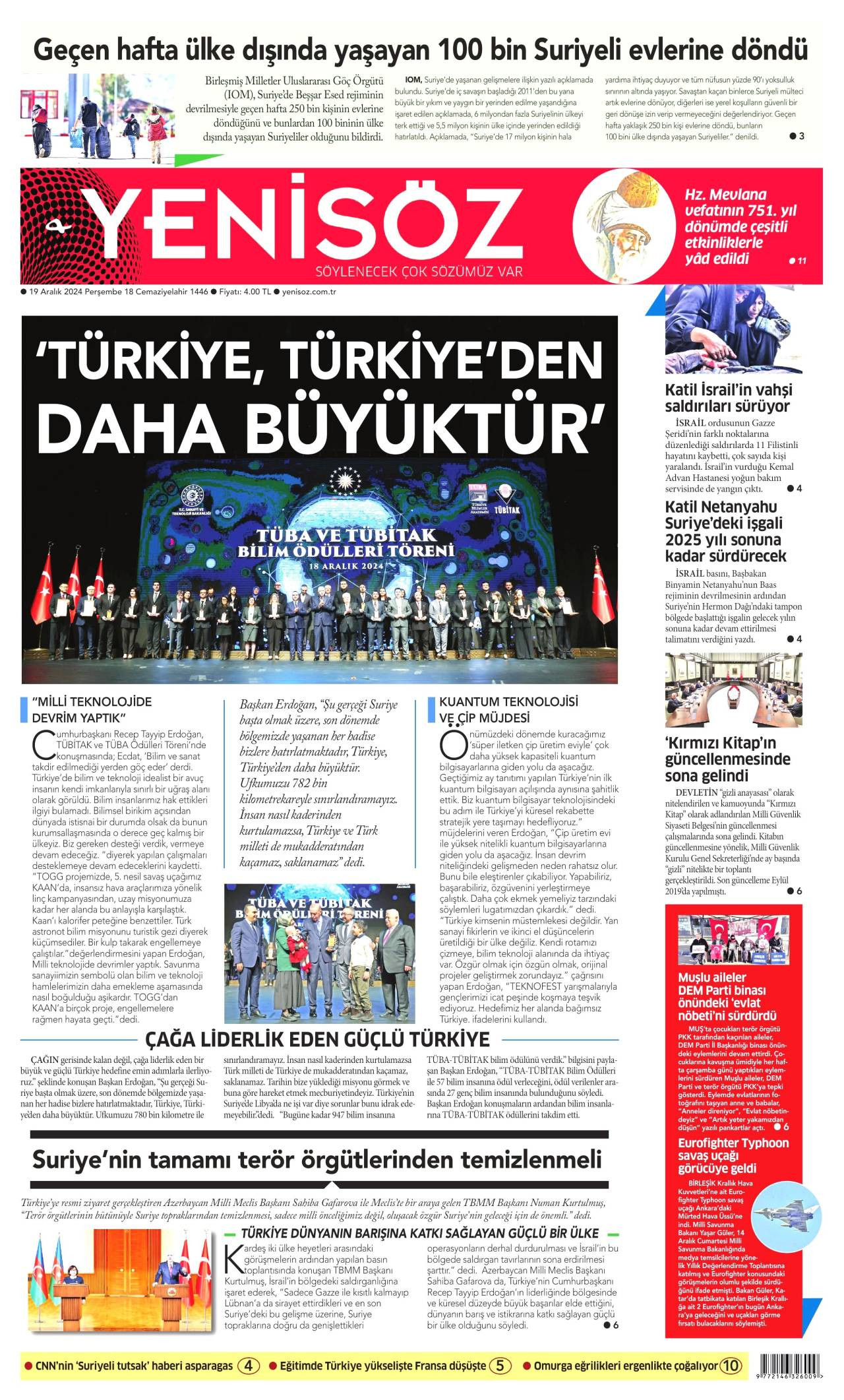 Yeni Söz Gazetesi Manşeti