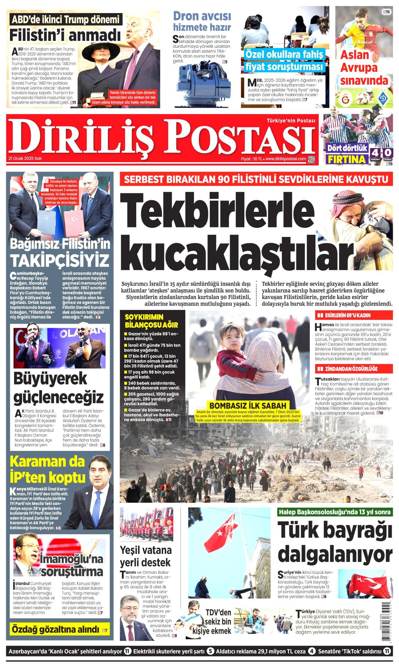 Diriliş Postası Gazetesi Manşeti