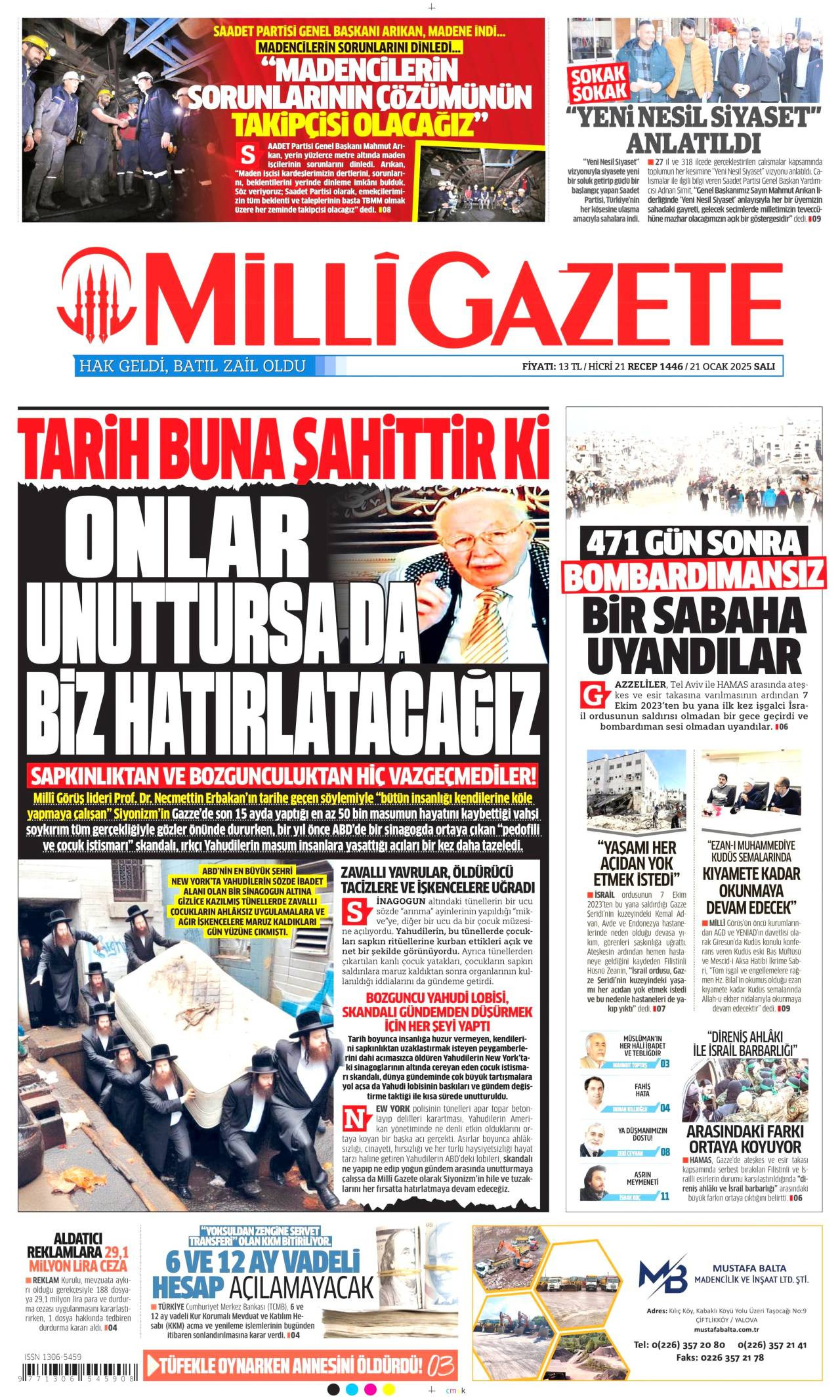 Milli Gazete Manşeti