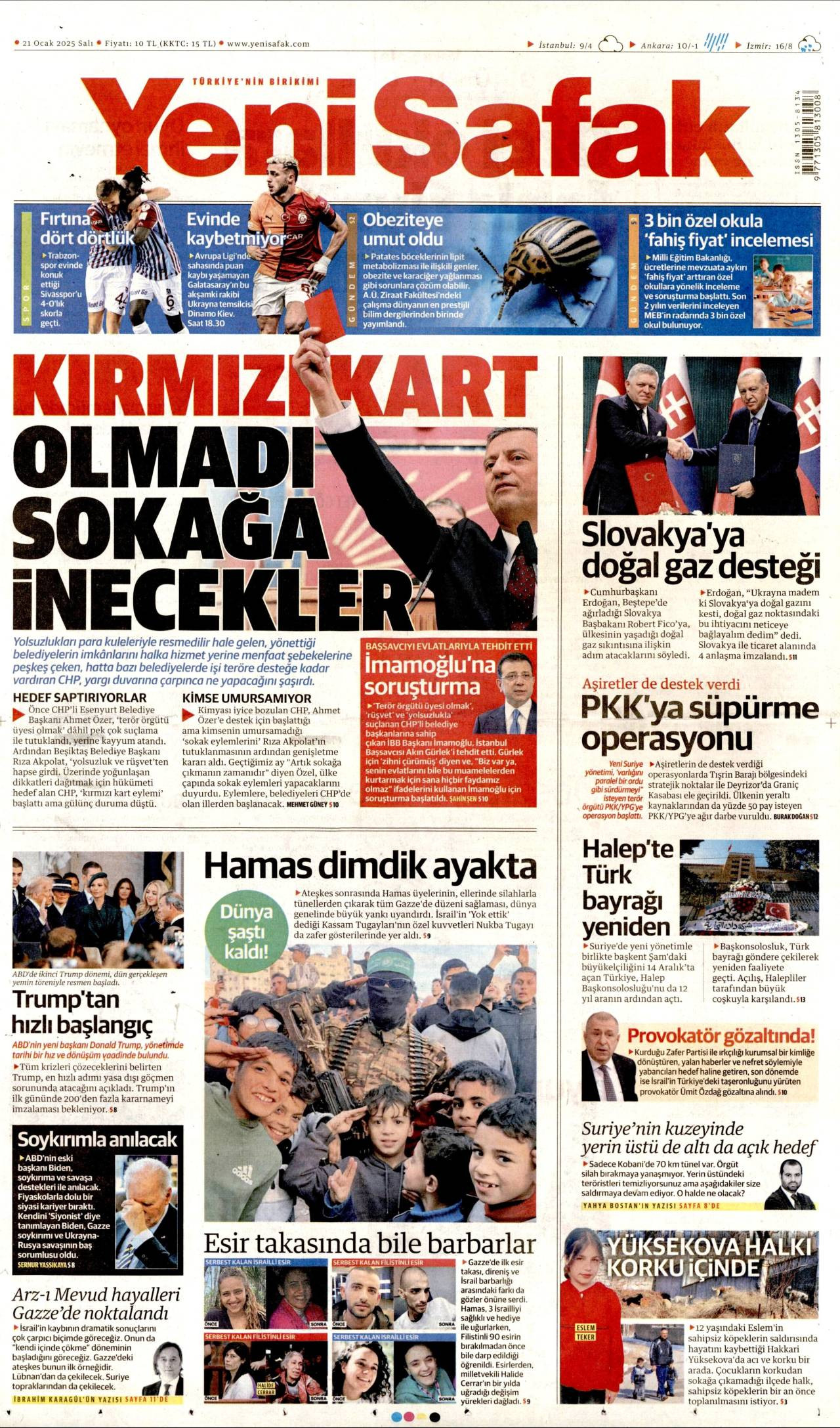 Yeni Şafak Gazetesi Manşeti