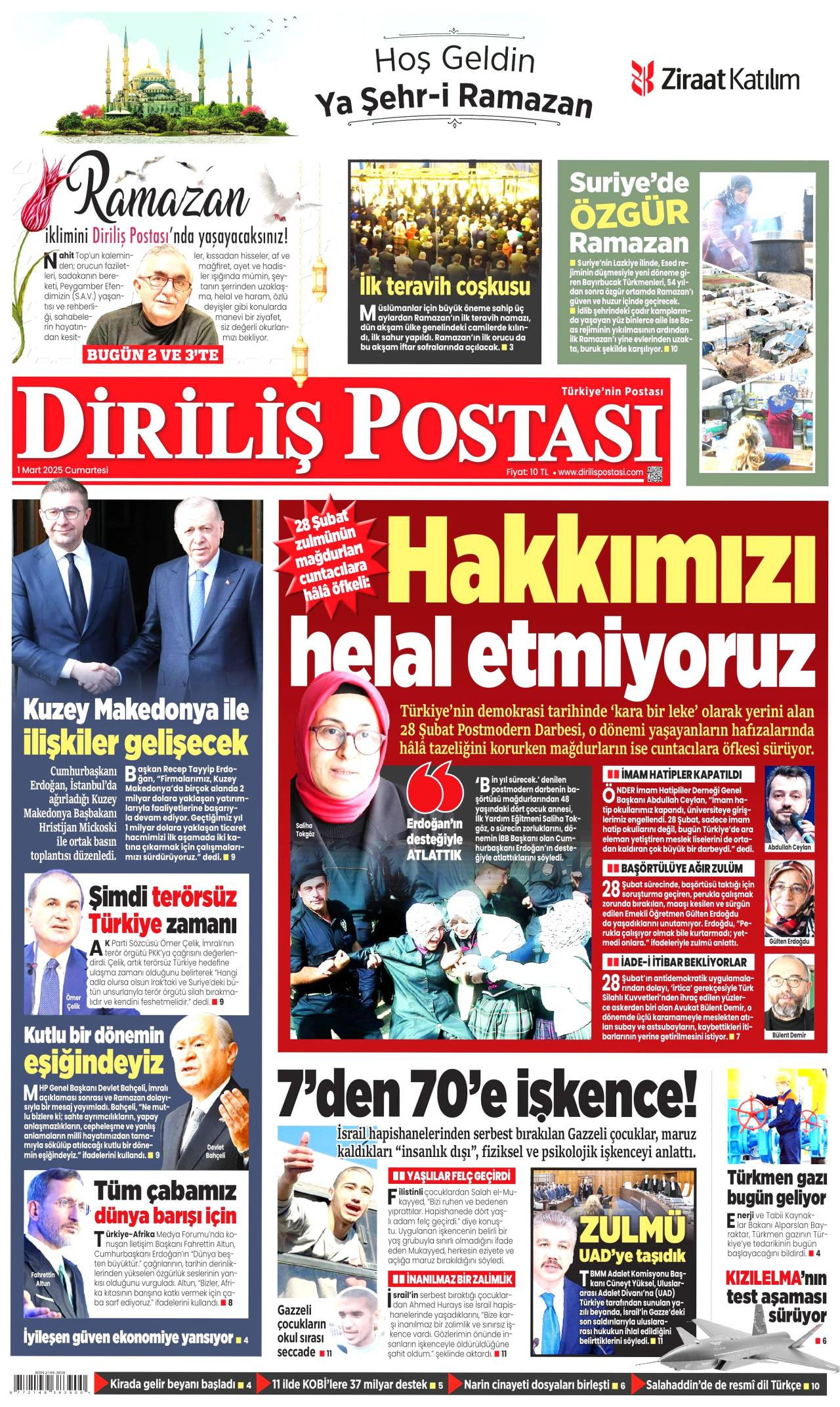 Diriliş Postası Gazetesi Manşeti