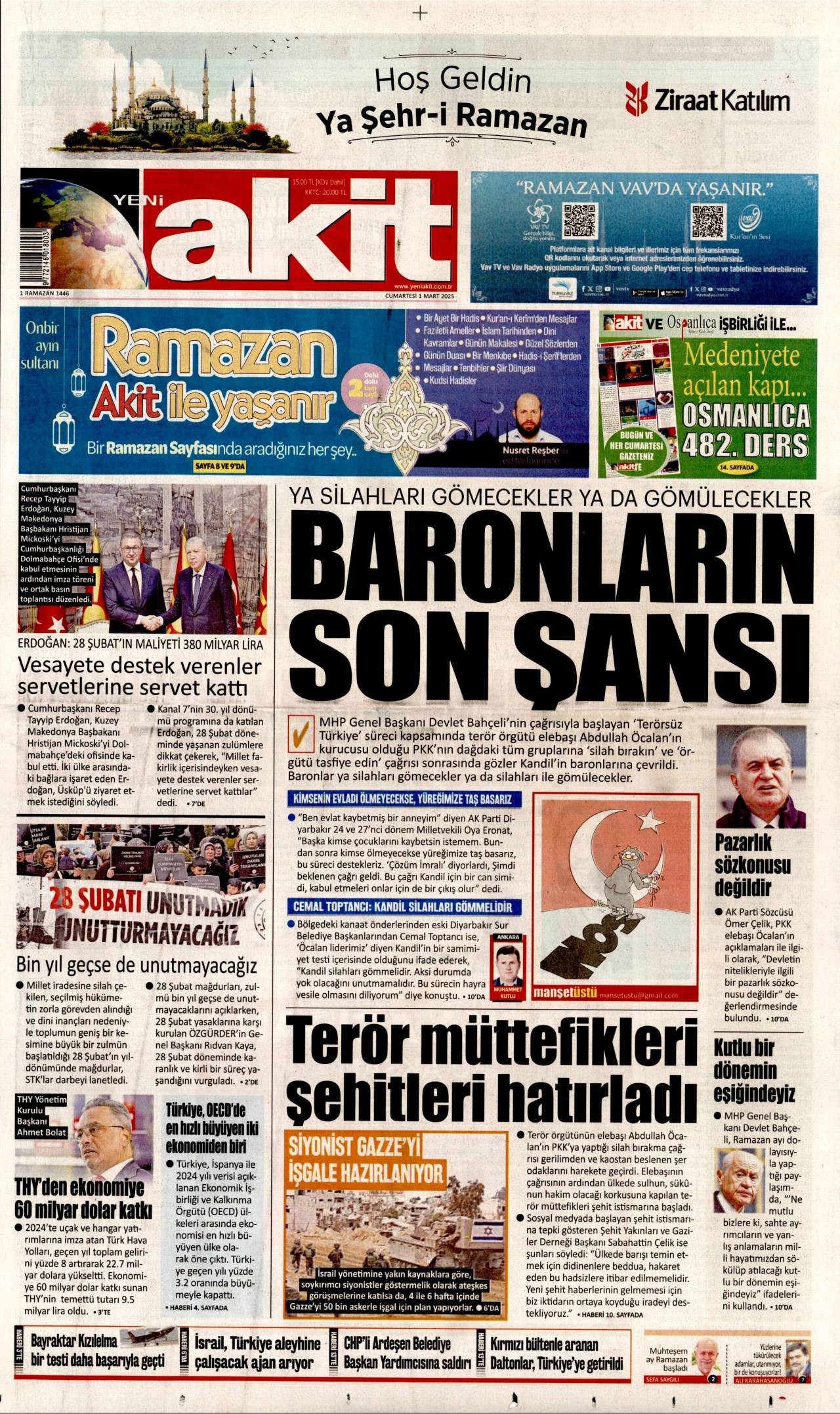 Yeni Akit Gazetesi Manşeti