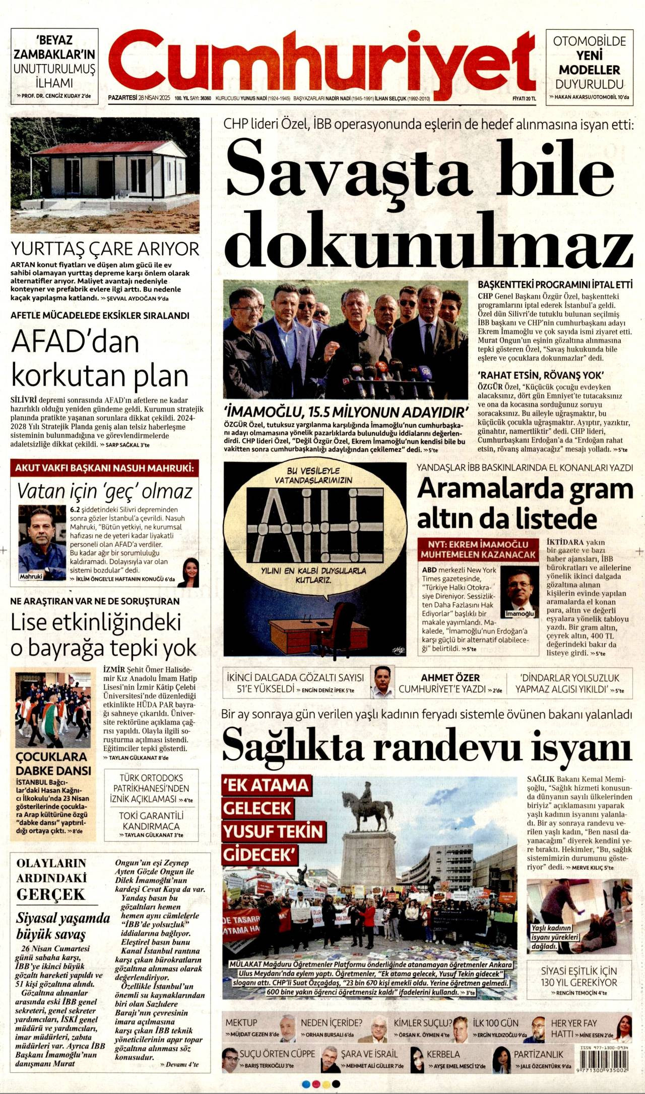 Cumhuriyet Gazetesi Manşeti